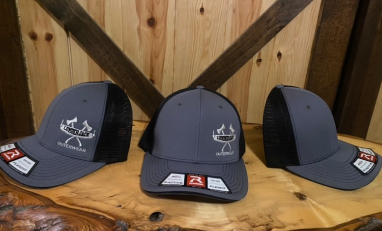 Grey & Black flex fit cap with embroidered Lumberjack logo